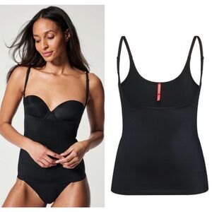 NWT SPANX® Suit Your Fancy Open Bust Black Camisole, XS $80 A52